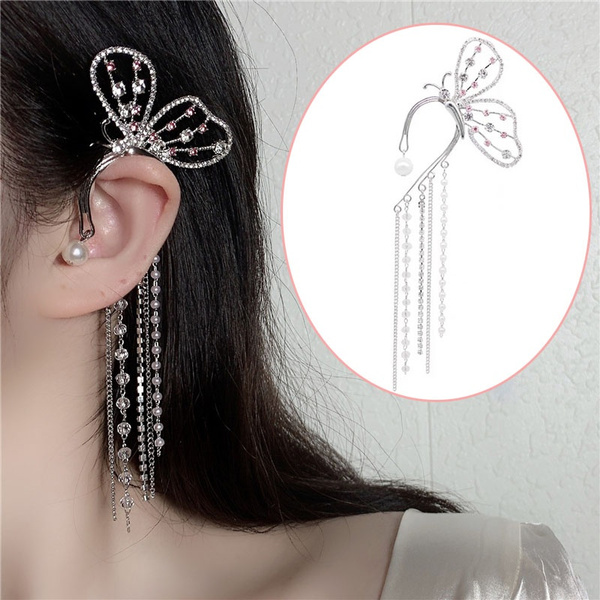 Trendy Gold Plated Lily Ear Cuff Threader Earring