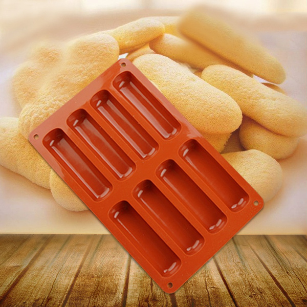8 Holes Silicone Forms Long Strip Finger Biscuit Silicone Mold Oven Cake Puff Ice Mould Tray