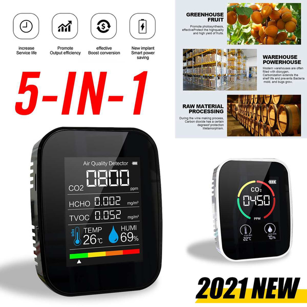 Digital Air Quality Monitor 5 in. 1 Multi-Functional CO2 Detector