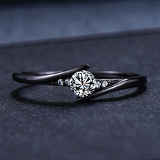 DIAMOND, wedding ring, 925 silver rings, Classics