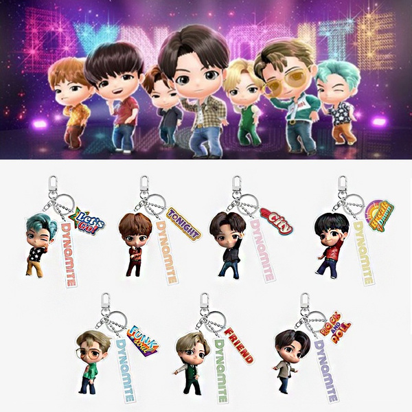 K-POP New BTS Dynamite Tiny Tan Acrylic Cartoons Keychain Cute Metal Key  Buckle Key Rings for Fans ARMY キーホルダー