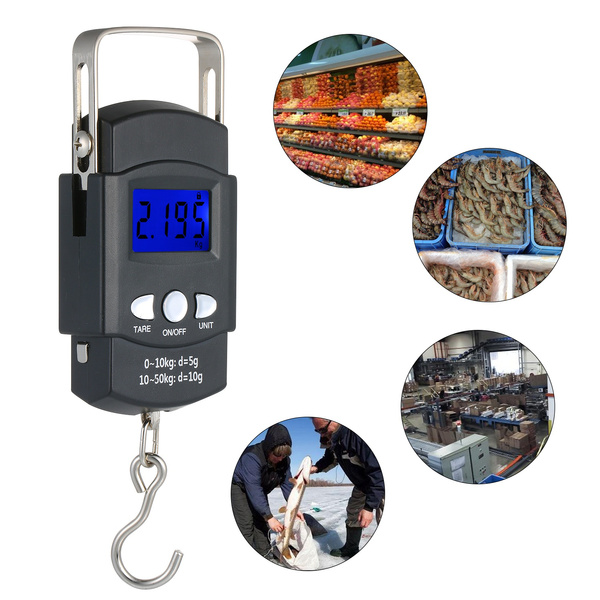 50kg 10g Hanging Scale Weighing Electronic Balance Digital Scale For Fishing  Weights With Tape Ruler BackLight Pocket Scale
