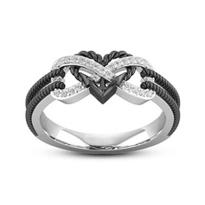 Sterling, Heart, DIAMOND, wedding ring