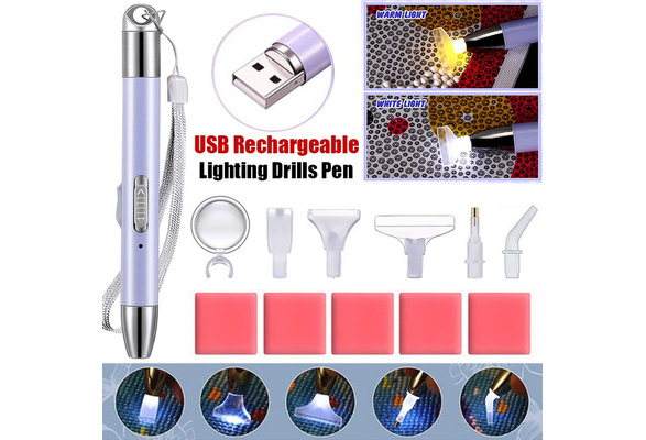 1pc LED Lighted Diamond Painting Pen With Magnifying Glass, Diamond  Painting Luminous Point Drill Pen, Diamond Painting Accessories Tool  (Battery Not