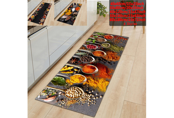 Kitchen Spice Seasoning 3D Printed Floor Mat, Non-Slip Washable Bathroom  Rug, Home Decor Entrance Door Mat A23 50x160cm