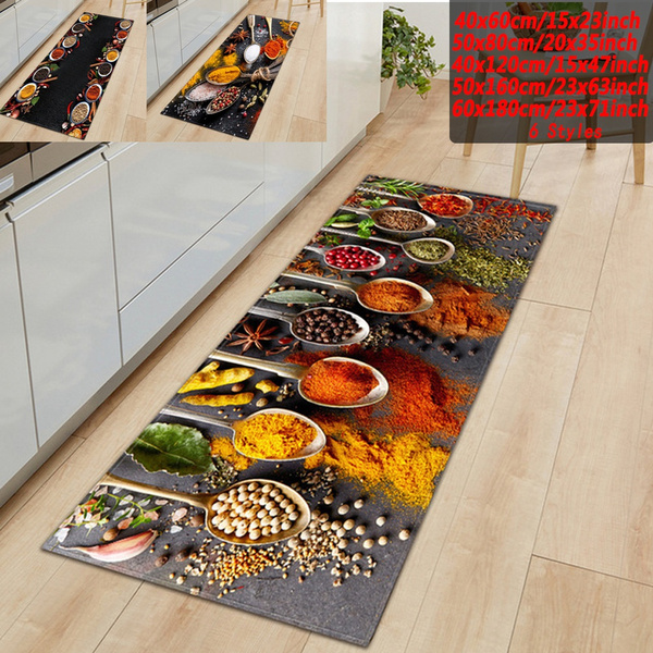 Appetizing Italian Food Ingredients Printed Personalized Kitchen Rug  Machine Washable Non-slip Kitchen Mat Gift for Kitchen 