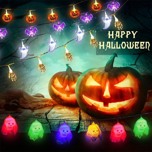 2M 20LED Halloween String Lights Pumpkin Skull Ghost Bat Scary Light Party Decor