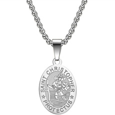 Steel, hip hop jewelry, saintchristophernecklace, stchristopherpendant