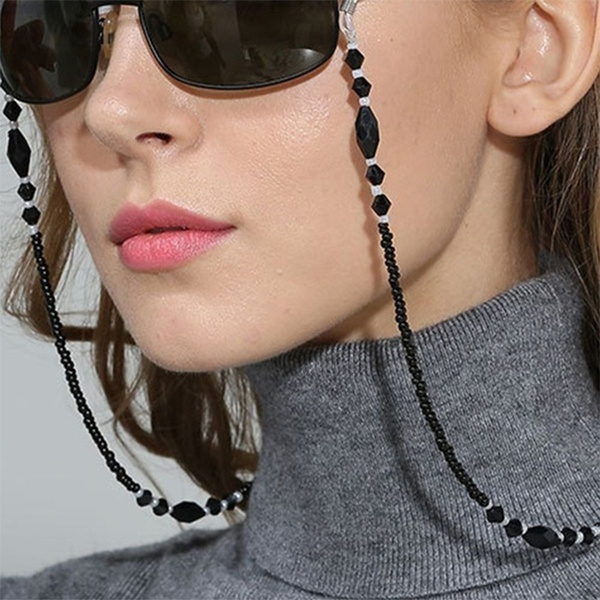 Women Eyeglass Chains Black Beaded Chains Anti-slip Eyewear Cord Reading  Glasses Rope Fashion 1/2/3pc