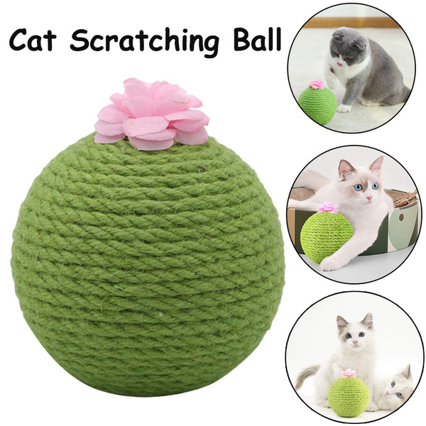 Green Sisal Cactus Ball Tumbler Catnip Toy Cat Scratching Ball Pet Toy ...