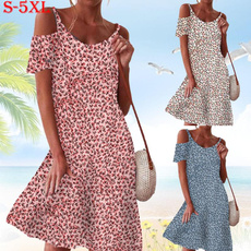 Summer, Plus Size, Floral print, short dress
