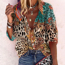 Summer, Fashion, Women Blouse, leopard print