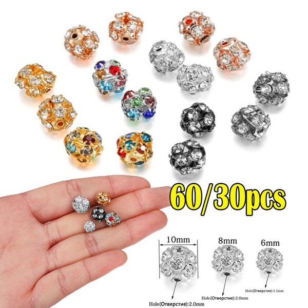 Crystal Rhinestone Beads Balls 6mm - 6 beads