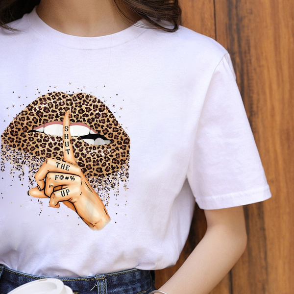 Shut The F Up Leopard Lips T-Shirt