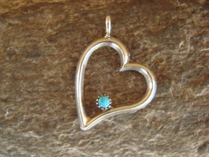 Sterling, Heart, Turquoise, turquoisependant