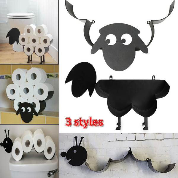 Sheep Toilet Paper Roll Holder - Metal Wall Mounted Free Standing