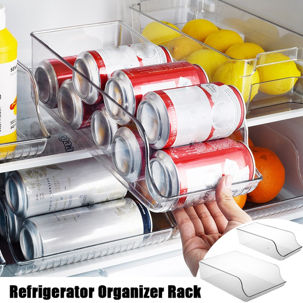 Fridge Organizer Bins Can Drink Dispenser Holder Refrigerator Freezer  Kitchen Cabinets Clear Plastic Food Pantry Storage Box Rack