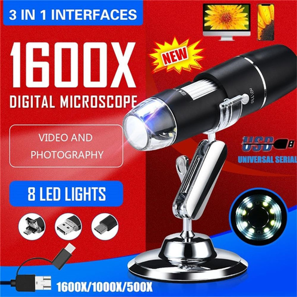 500X/1000X 8 LED Electronic Microscope Digital Microscope Electron Microscope Photography 