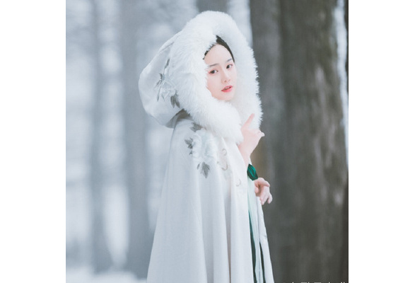 Autumn Winter Women Chinese Style Hanfu Cape Cloak Fairy Hooded