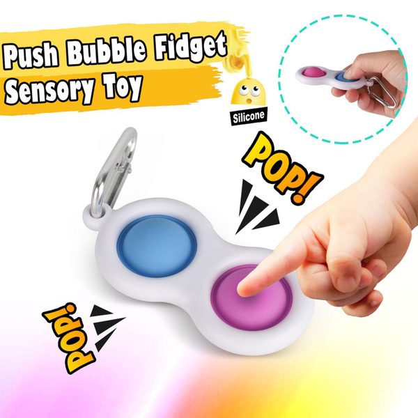 Pop Fidget Toy Push It Simple Dimple Bubble Key Chain Sensory Toy Stress Relief 
