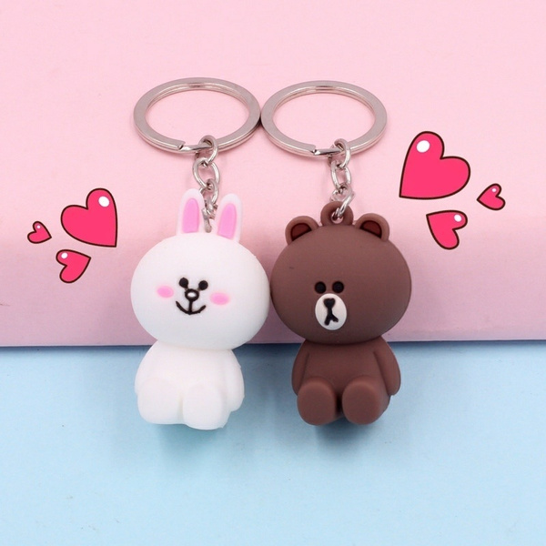 Cute Brown Bear Cony Key Chain Couple Key Ring Bag Pendant Car