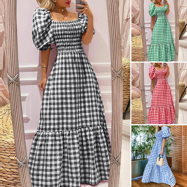 Plus size outlet plaid maxi dress