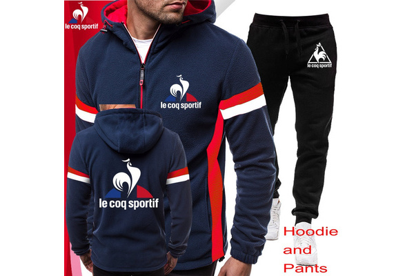 Le Coq Sportif New Style Hoodie Set Mens Fashion Printed Casual Zipper Hooded Hoodie and Pants Set Sport Suit Jogging Suit