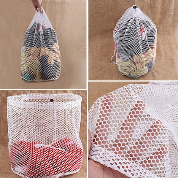 1PC Drawstring Mesh Underwear Laundry Basket Washing Bags