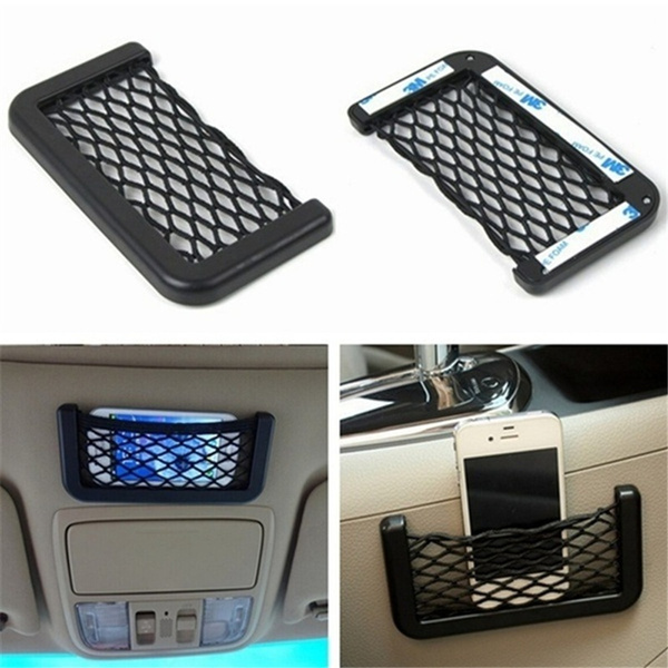 Car Net Bag Car Organizer Nets 15X8cm Automotive Pockets With Adhesive Visor Car Bag Storage For Tools Mobile Phone 