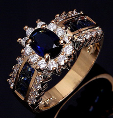 yellow gold, Blues, wedding ring, Blue Sapphire