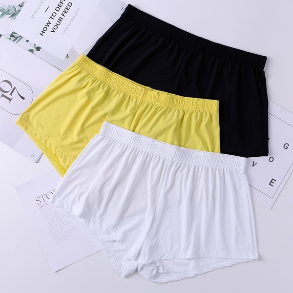Fashion Solid Color Mens Casual Lounge Shorts Underwear Ice Silk
