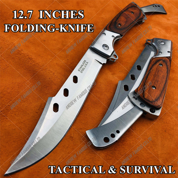 12.7 Inches Extra Large Tactical Knife Military Wilderness Essential  Self-Defense Pocket Folding Knife, Outdoor  Combat,Hunting,Survival,Fishing,Camping Knives