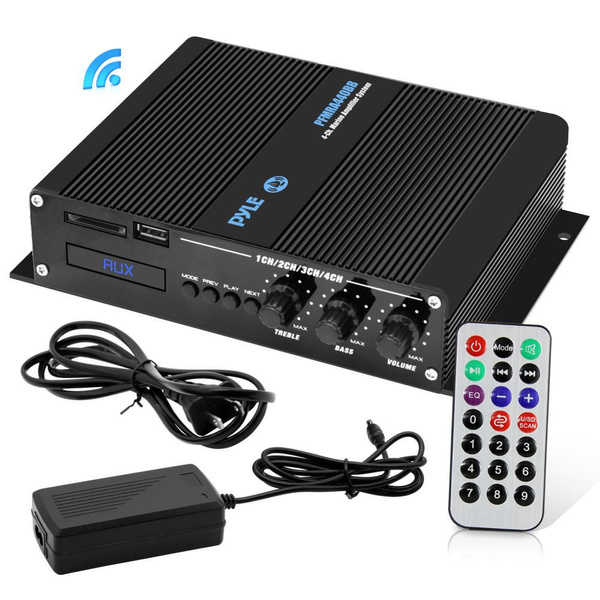 Pyle 4 Channel Marine Amp Amplifier Bluetooth Receiver Sound System