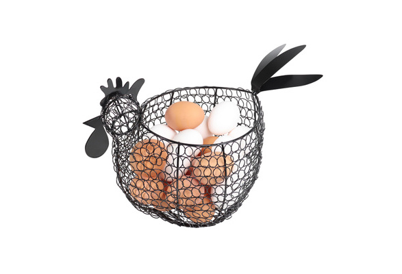 Rural365 Black Metal Chicken Egg Basket - Rustic Decor Chicken