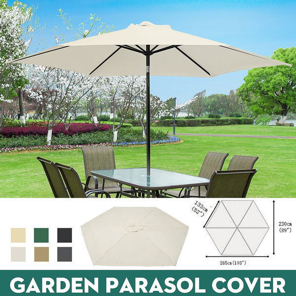 270cm 6 Bones Parasol Patio Sunshade, Outdoor Umbrella Canopy