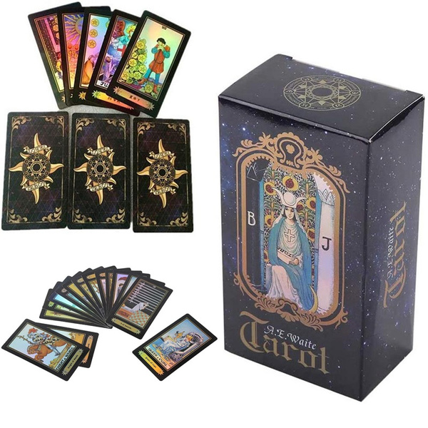 New English Tarot Deck A.E Waite Tarot Cards Holographic Family  Entertainment with English Manual