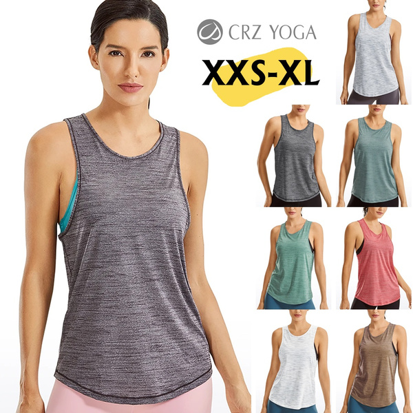 CRZ YOGA Womens Lightweight Heather Workout Tank Tops Athletic Tops  Sleeveless Shirts Casual Top
