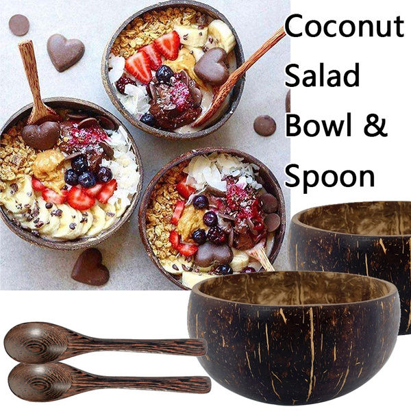 Bowls, Cute Salad Bowl With Spoon, Dessert Spoon, Coconut Rice