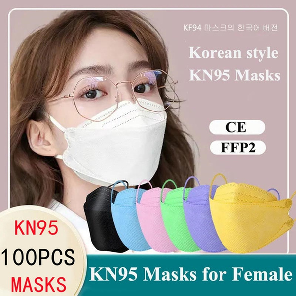 100PCS KF94 color reusable 4color mixed mask, KN95 protective mask