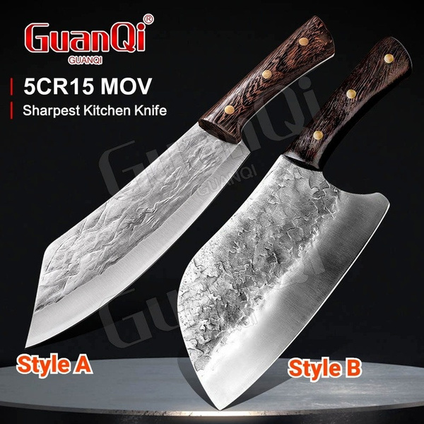 Coolina Daozi Forged Cleaver Butcher Knife, 7.9-in High Carbon Steel Blade, Handmade Chinese Traditional Knife, Best for Chopping, Slicing, Cutting