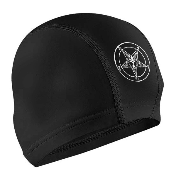 Lycra Swim Cap Baphomet Pentagram Goat for Long Hair Novelty Swimming