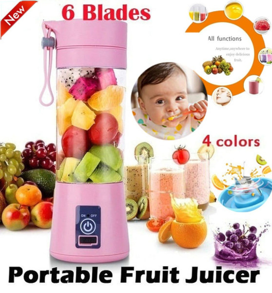 Portable Blender Juicer Cup Rechargeable With 4 Blades For Shakes