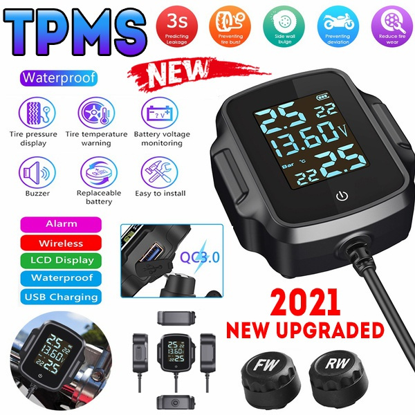 New Upgraded AN-08A Motorcycle TPMS Motorbike Tire Pressure Monitoring ...