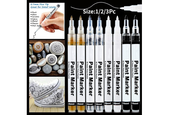 White Paint Pen, 0.7mm Acrylic Paint Pens with White Black Gold Silver  Paint Pen Permanent Marker for Wood Rock Fabric Metal Plastic Ceramic  Acrylic Paint Markers Extra Fine Tip