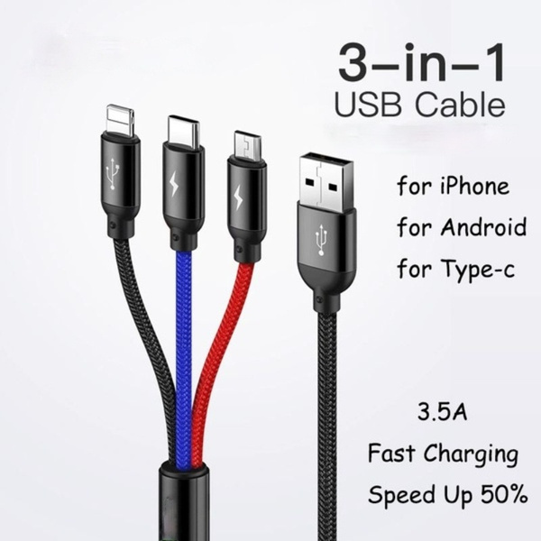 Baseus 3in1 Multi USB Charger Charging Cable Micro USB Type-C for
