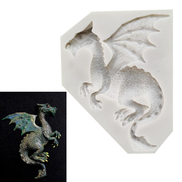 2 Pieces Flying Dragon Silicone Mold Cute Dragon Fondant Mold
