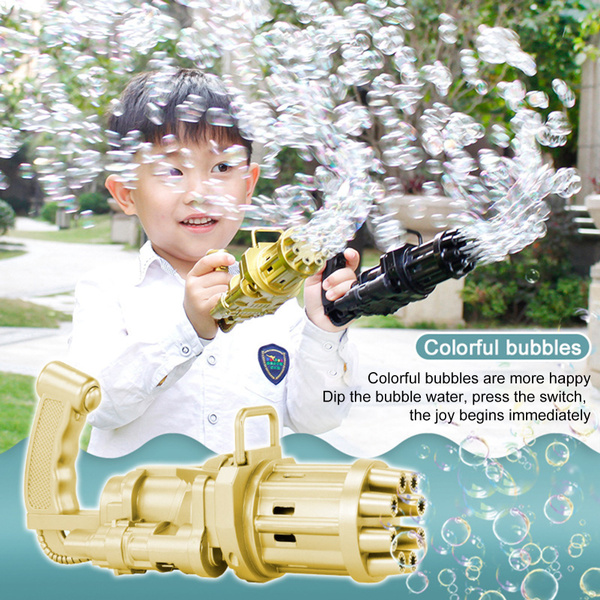 Kids Gatling Bubble Gun Toys Summer Automatic Soap Water Bubble Machine For kids 