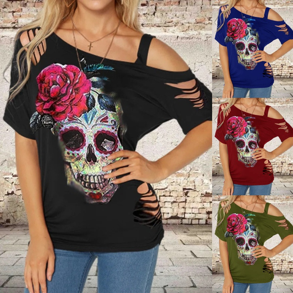 Off the discount shoulder skull top