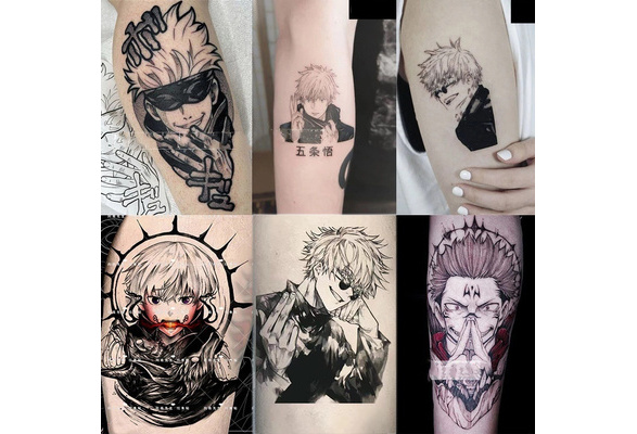 Anime Jujutsu Kaisen Gojo Satoru Temporary Tattoo Sticker Black Cool  Cartoon Tatoo Waterproof Body Art Fake