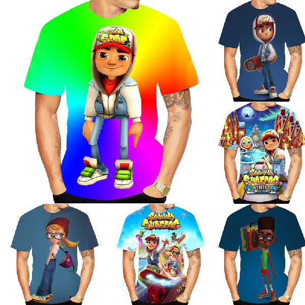 Summer Fashion Short Sleeve Top Game Subway Surfers 3D Printing T-shirt  Casual Cartoon Tee | Wish